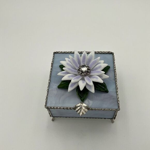 HANDCRAFTED Stained Glass Jewelry Box Keepsake Box - Picture 1 of 6
